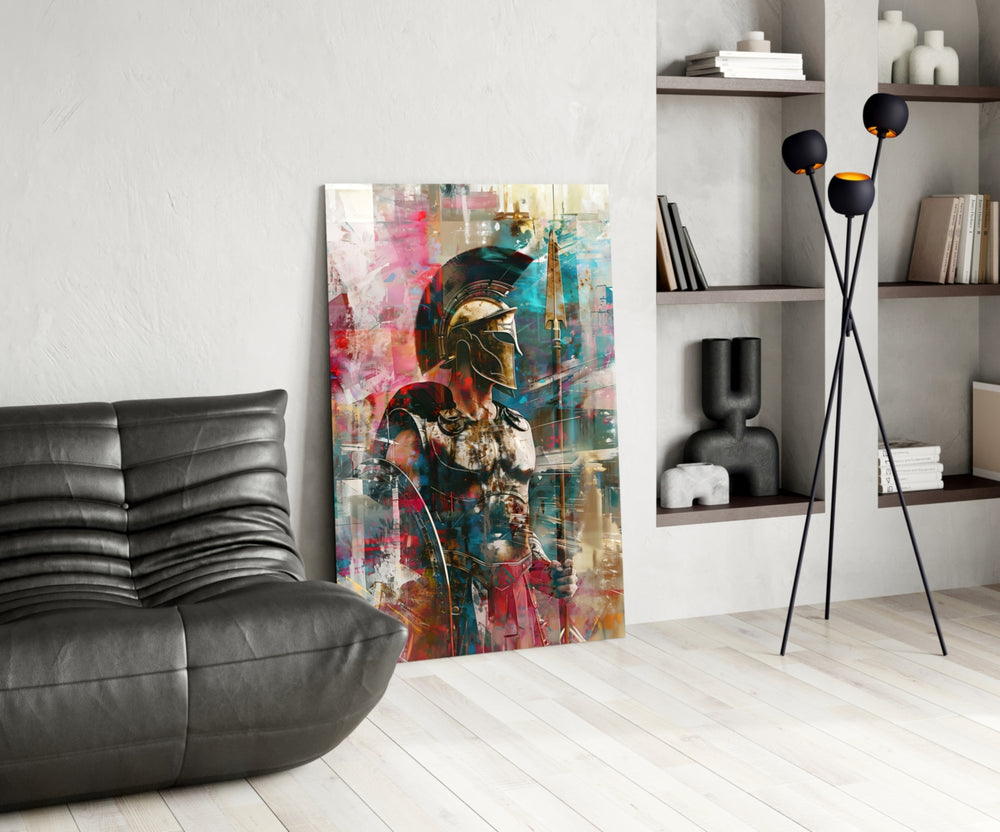 Gladiator glass print enhancing a den with statement firepower