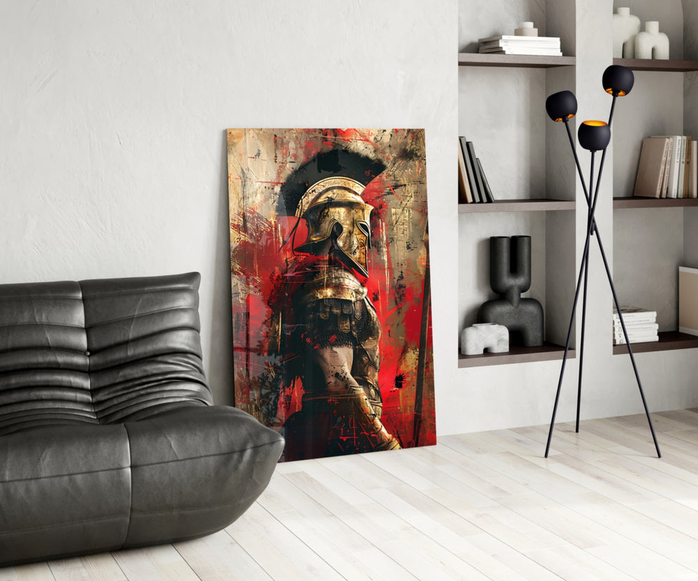 Gladiator glass print enhancing a den with statement firepower