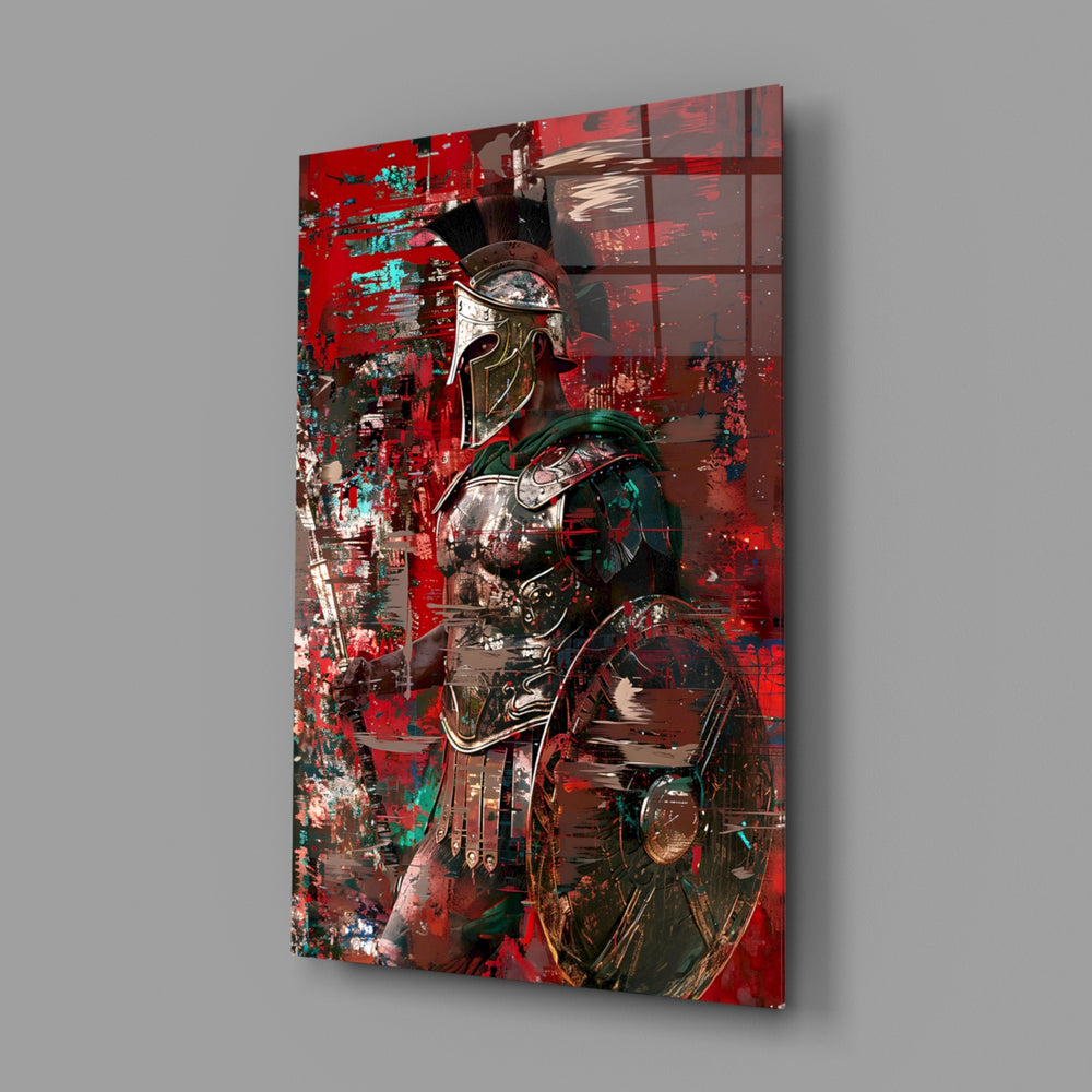 Gladiator close-up showing painterly grunge with shield