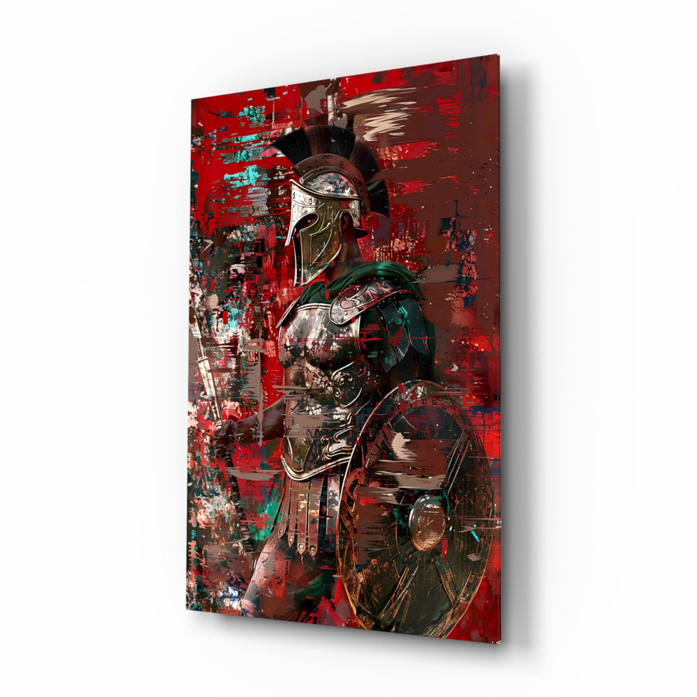 Painterly-grunge panel bringing warrior glow to a library