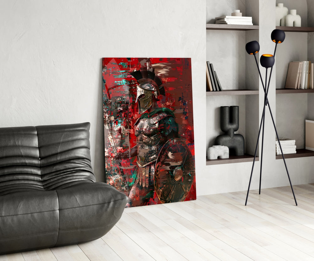 Gladiator glass print enhancing a den with statement firepower