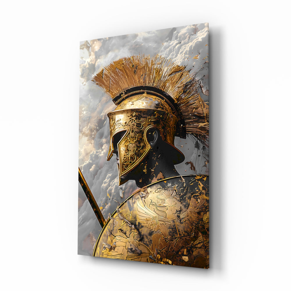 Cinematic-painterly panel bringing warrior glow to a study