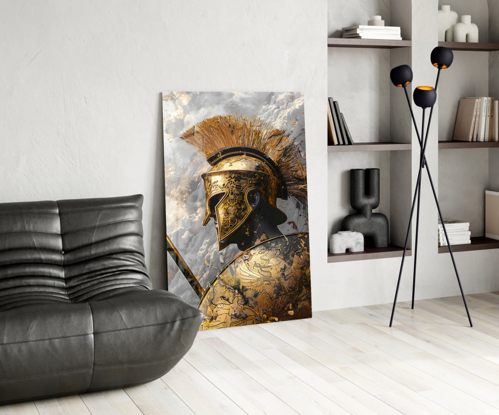 Gladiator glass print enhancing a den with statement firepower