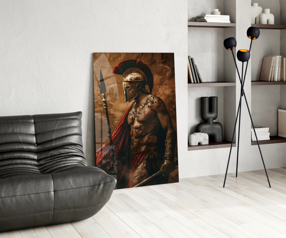 Gladiator glass print enhancing a den with statement firepower
