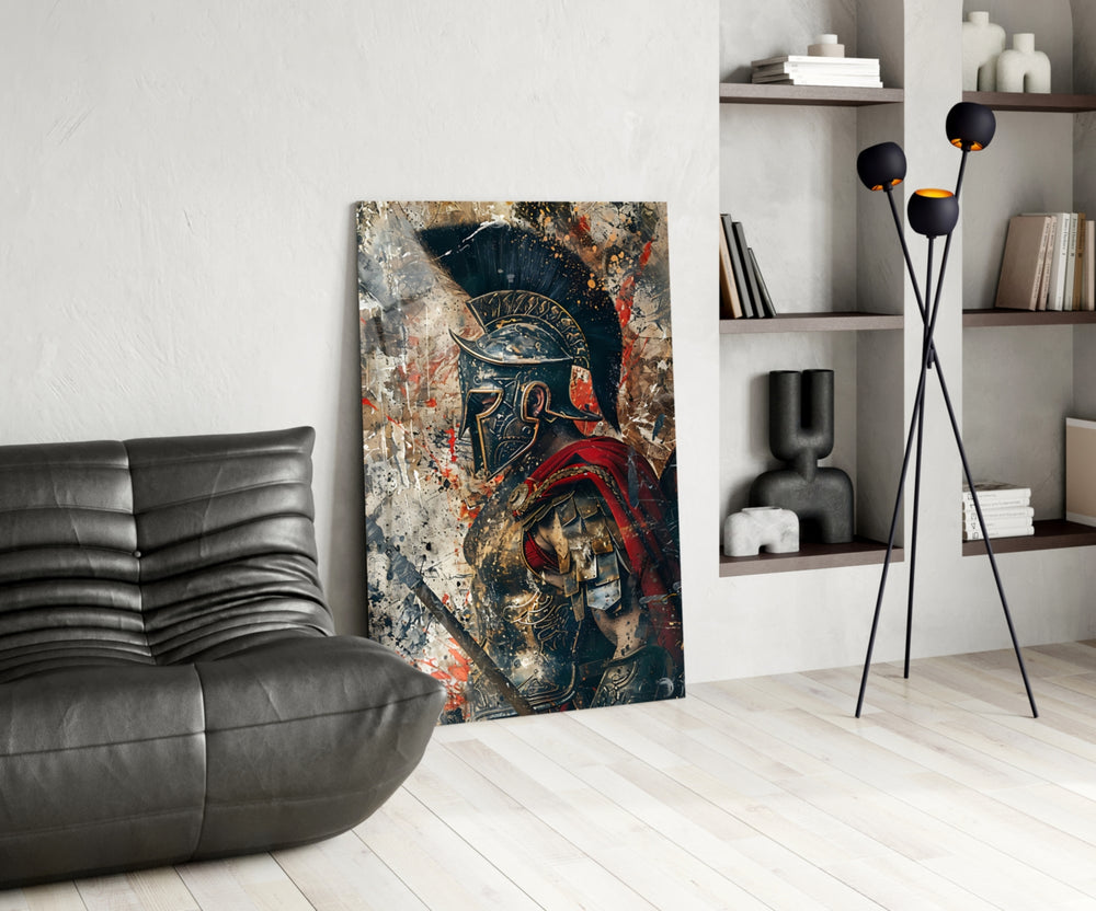 Gladiator glass print enhancing a den with statement firepower