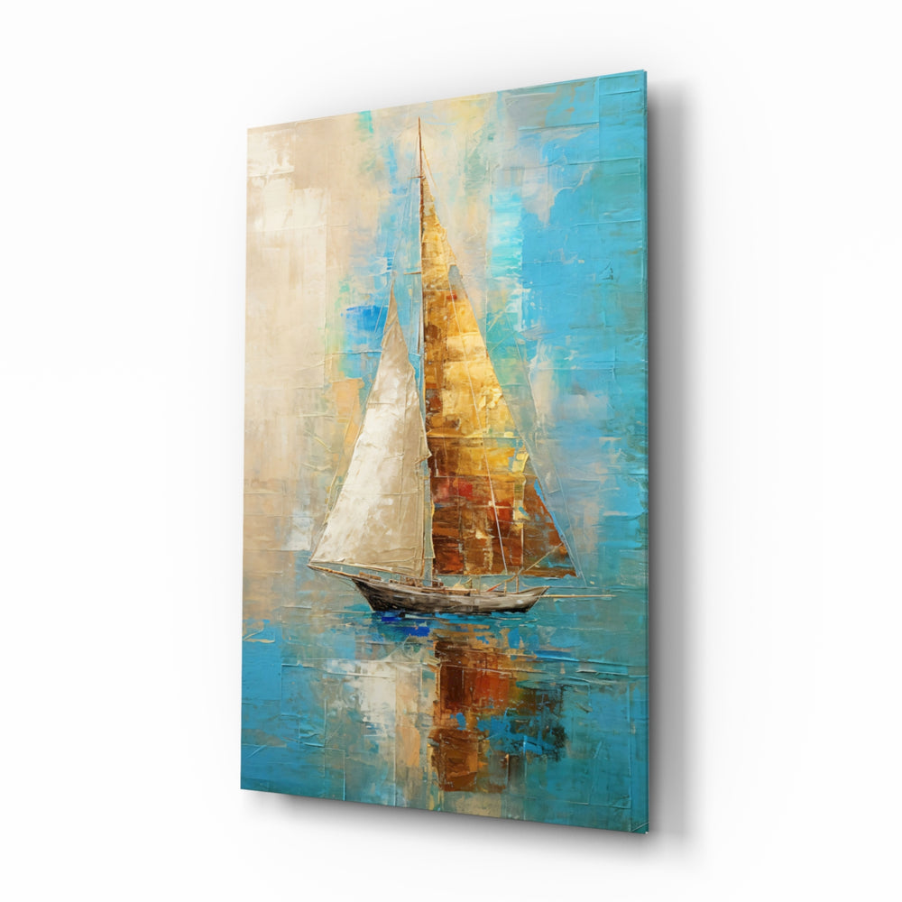 Oil-impasto-seascape panel bringing calm glow to a sunroom
