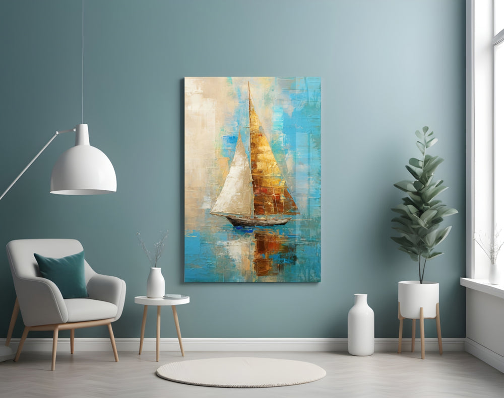 Sailing panel adding editorial flair to a hallway