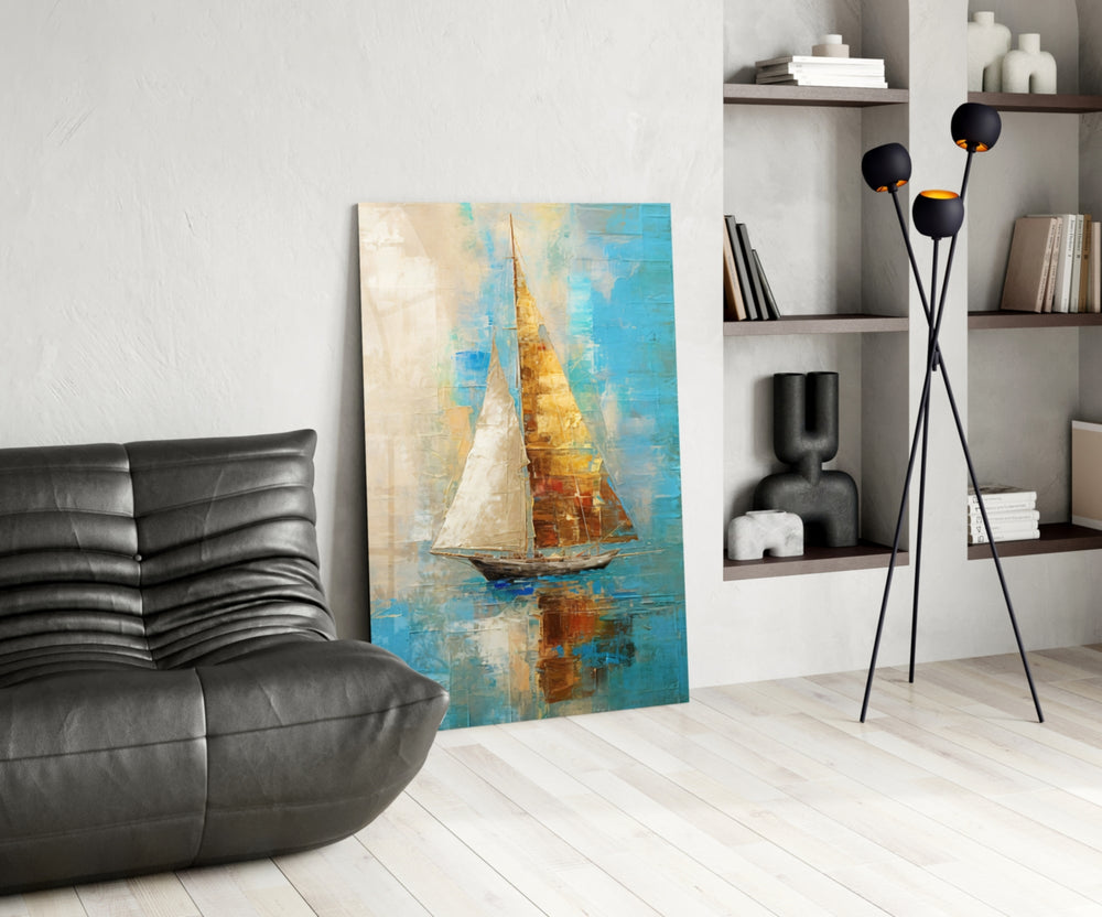 Sailing glass print enhancing a den with statement firepower