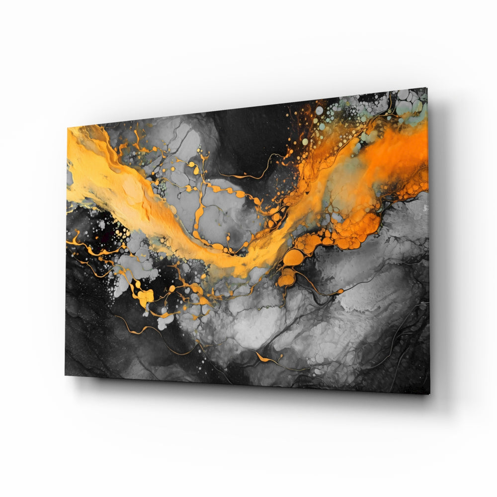 Fluid-art panel bringing luxury glow to an executive office