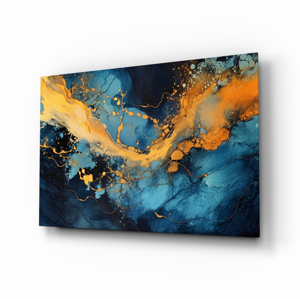 Fluid-art panel bringing luxury glow to a living room