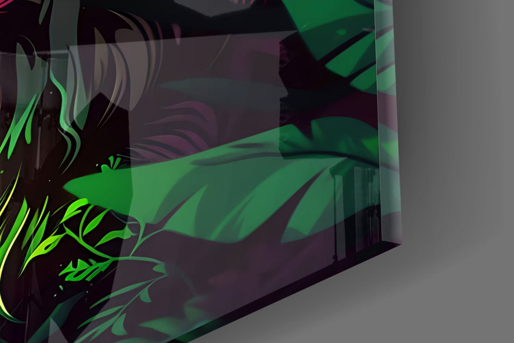 Wolf panel catching lamp light to reveal its cinematic glow