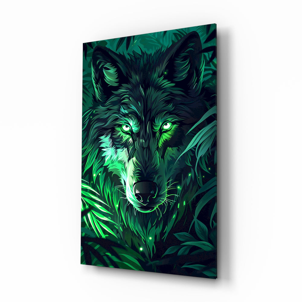 Fantasy-illustration panel bringing jade glow to a study