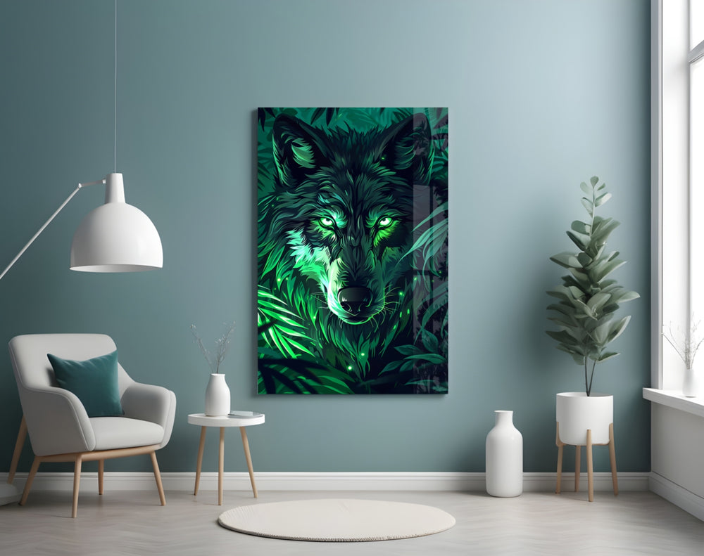 Wolf panel adding editorial drama to a hallway