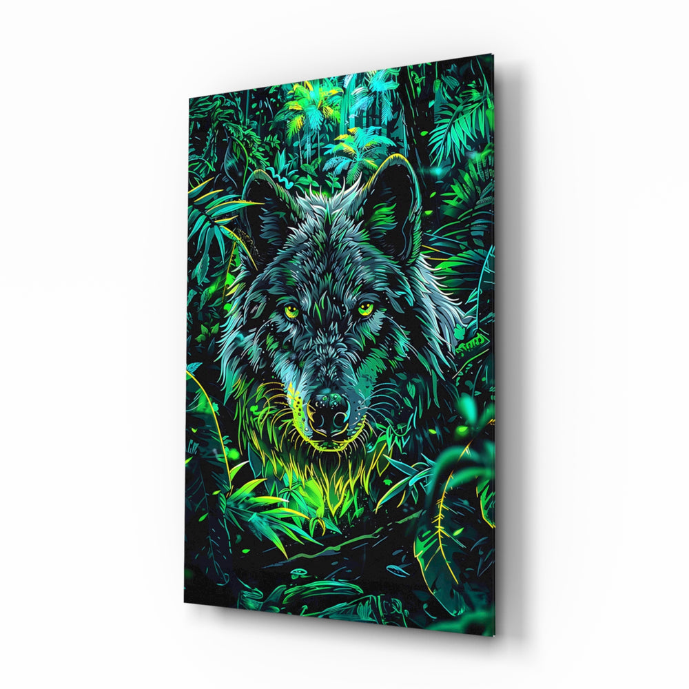 Fantasy-illustration panel bringing jungle glow to a man cave