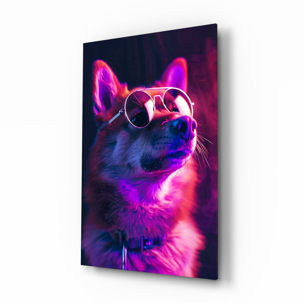 Cinematic-neon panel bringing electric glow to a music room