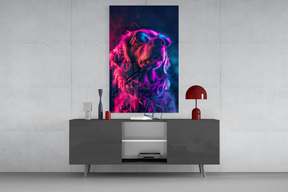 Dog with Glasses Glass Wall Art || Designer Collection.