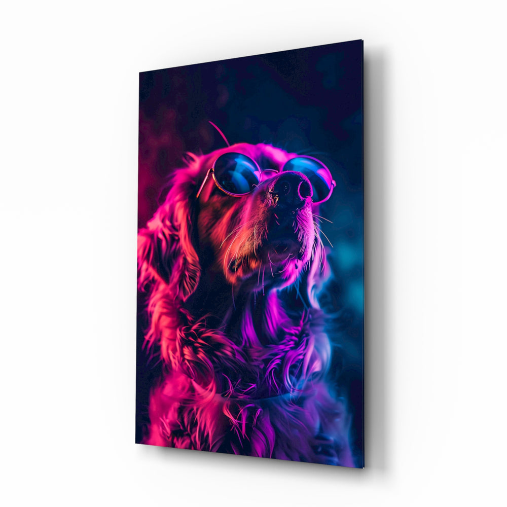 Cinematic-neon panel bringing electric glow to a music room