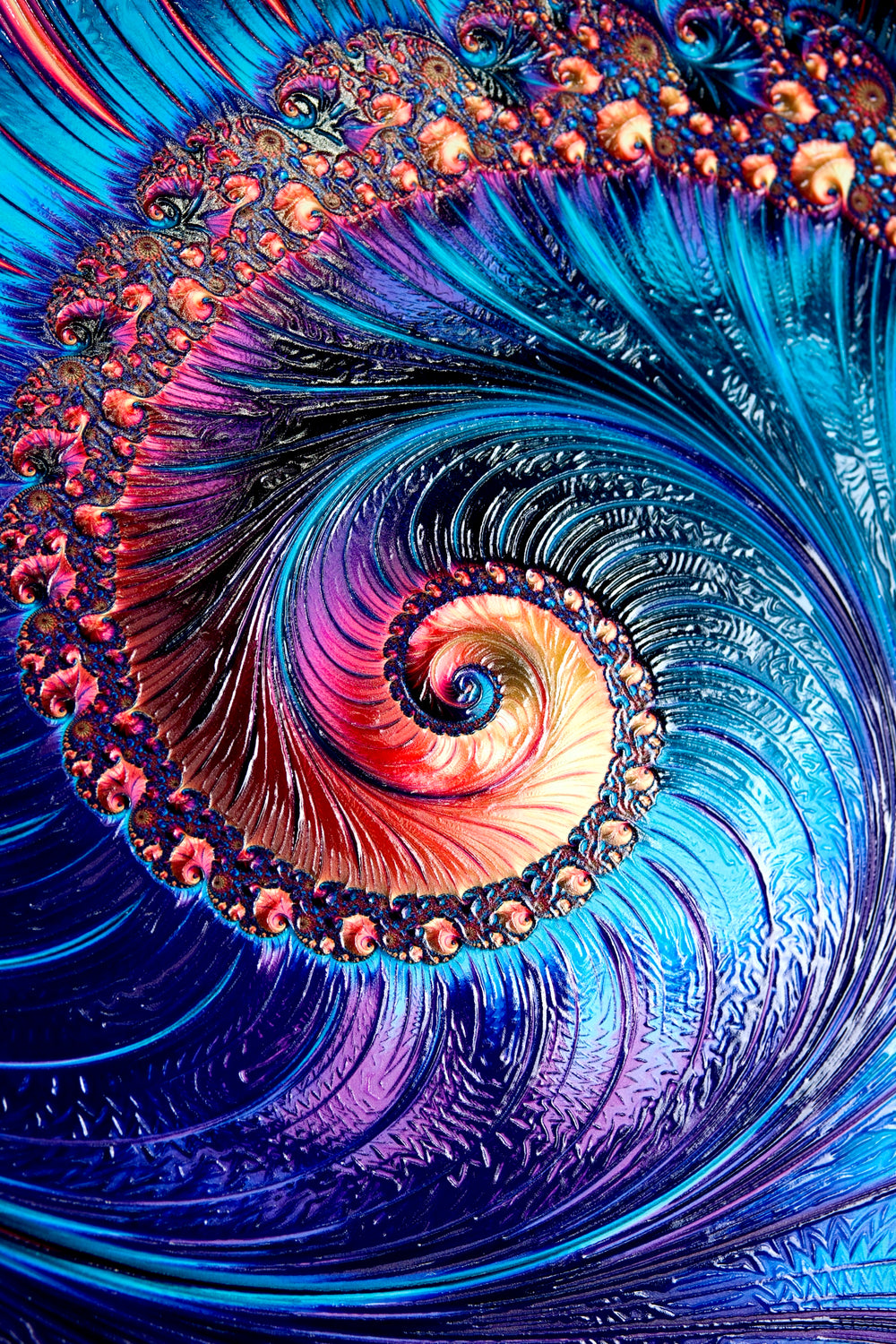 Aurora Spiral Luxe — Impression haptique en relief 3D + laque ultra-brillante