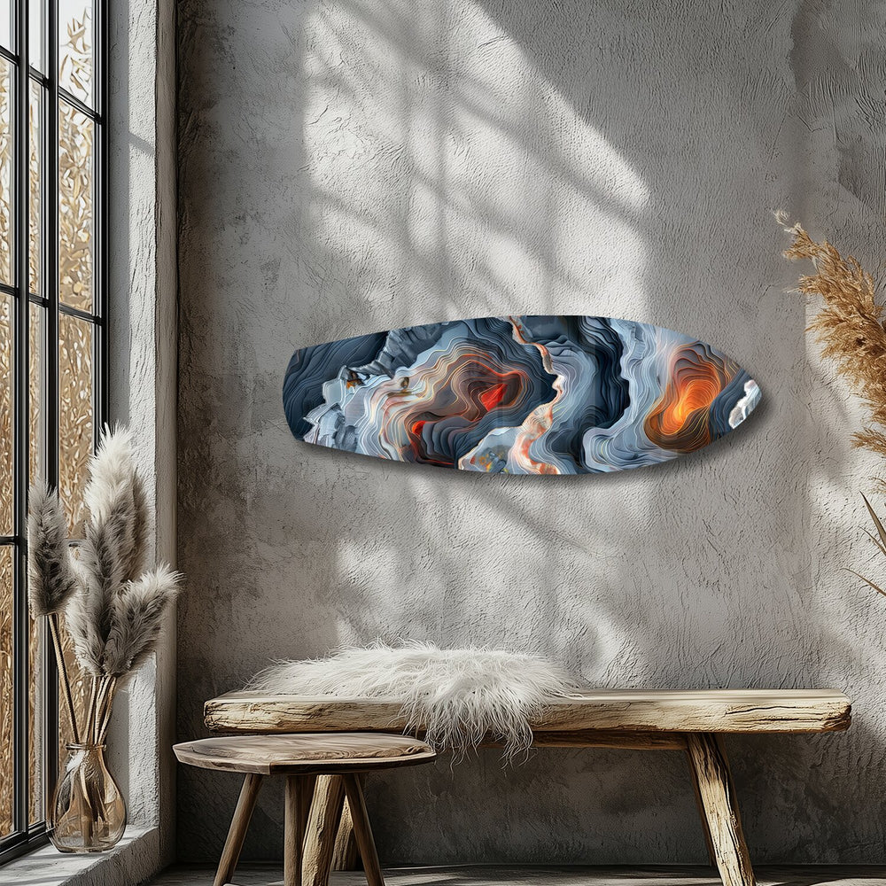 Lava Geode Abstract Glass Wall Art.