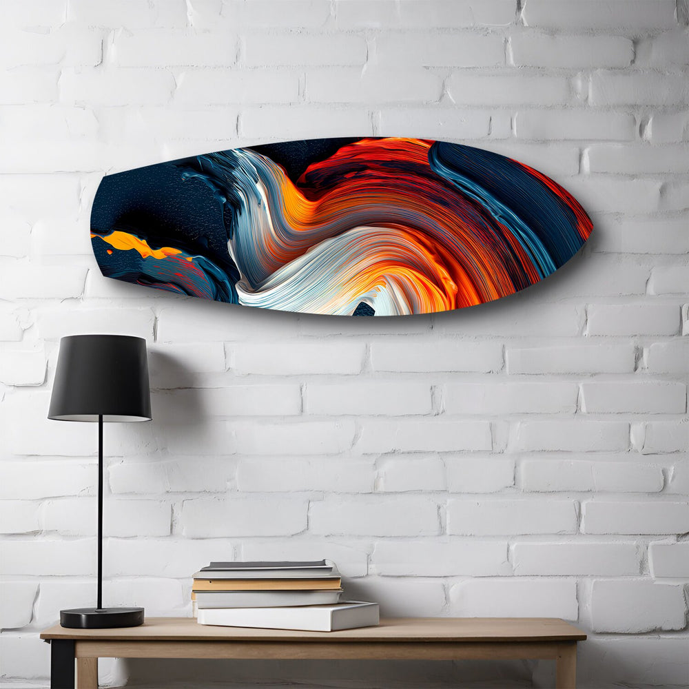 Fire and Ice Paint Swirl Glass Wall Art.