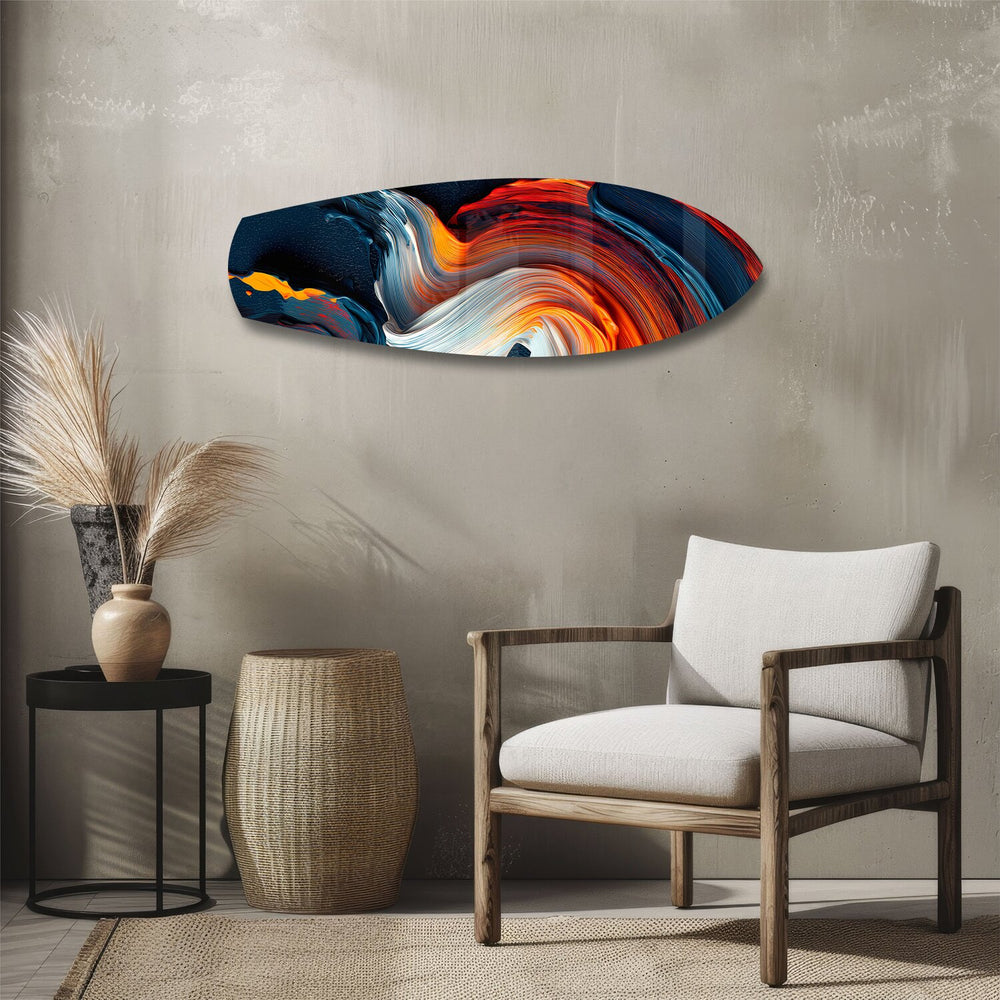 Fire and Ice Paint Swirl Glass Wall Art.