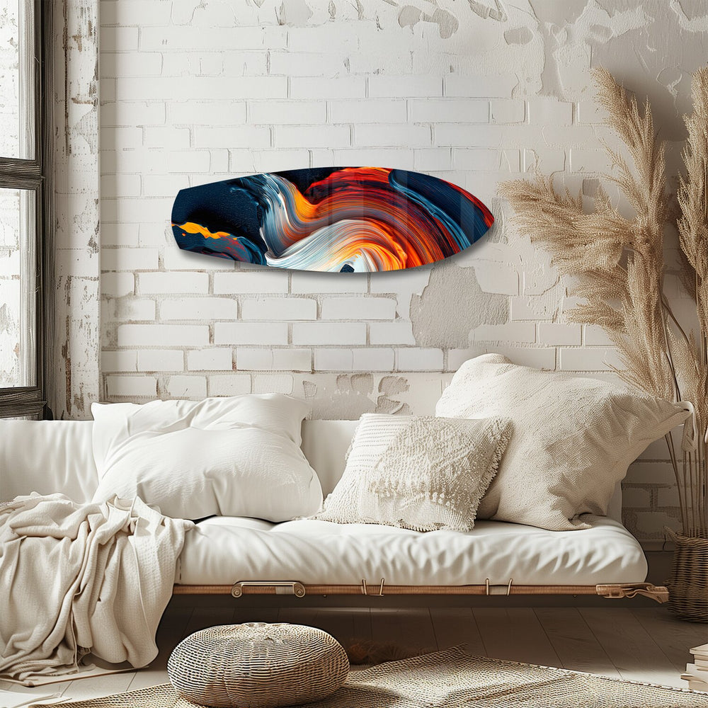 Fire and Ice Paint Swirl Glass Wall Art.