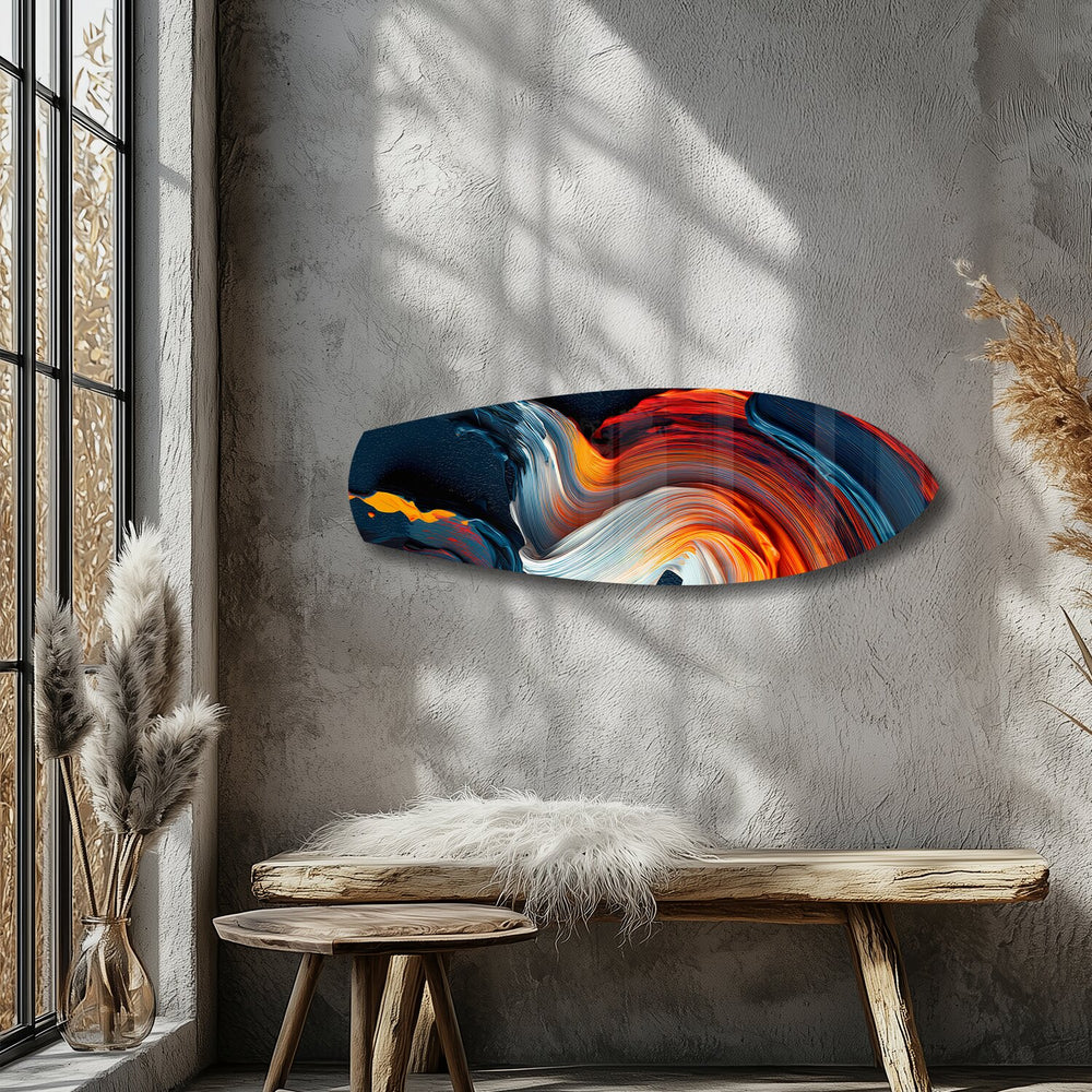 Fire and Ice Paint Swirl Glass Wall Art.