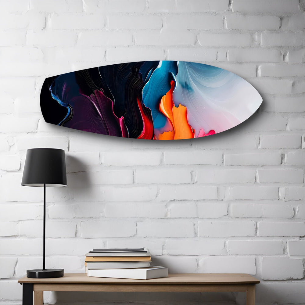 Midnight Bloom Abstract Paint Glass Wall Art.