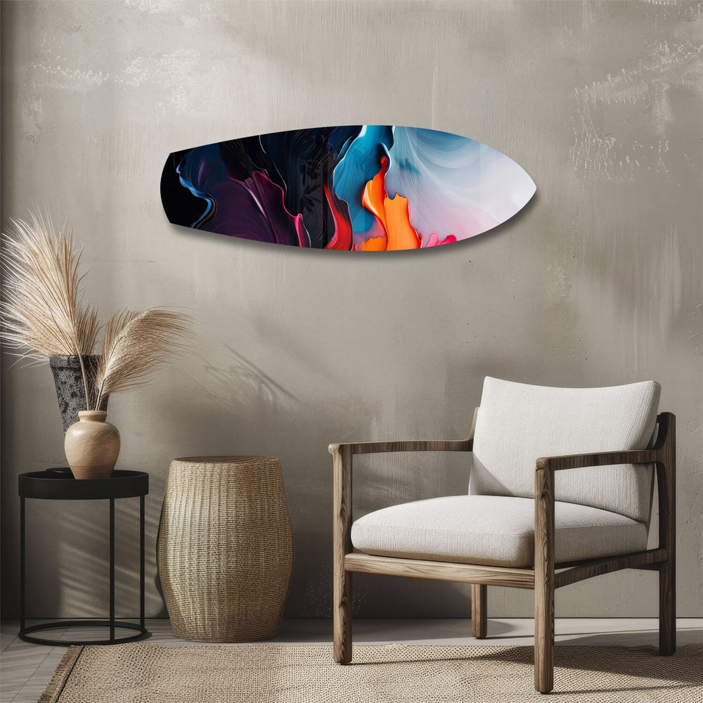 Midnight Bloom Abstract Paint Glass Wall Art.