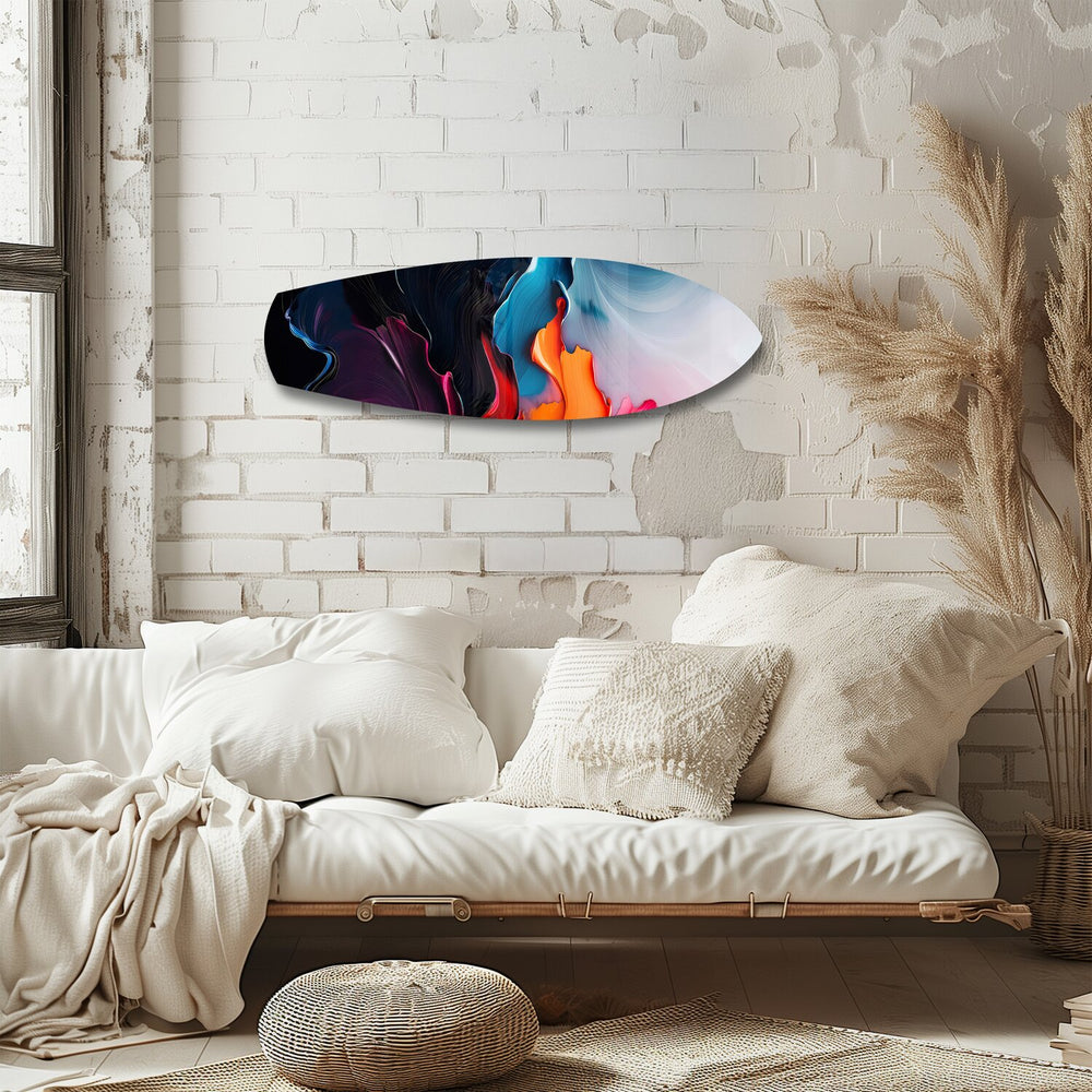 Midnight Bloom Abstract Paint Glass Wall Art.