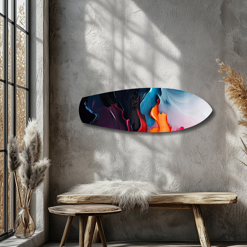 Midnight Bloom Abstract Paint Glass Wall Art.
