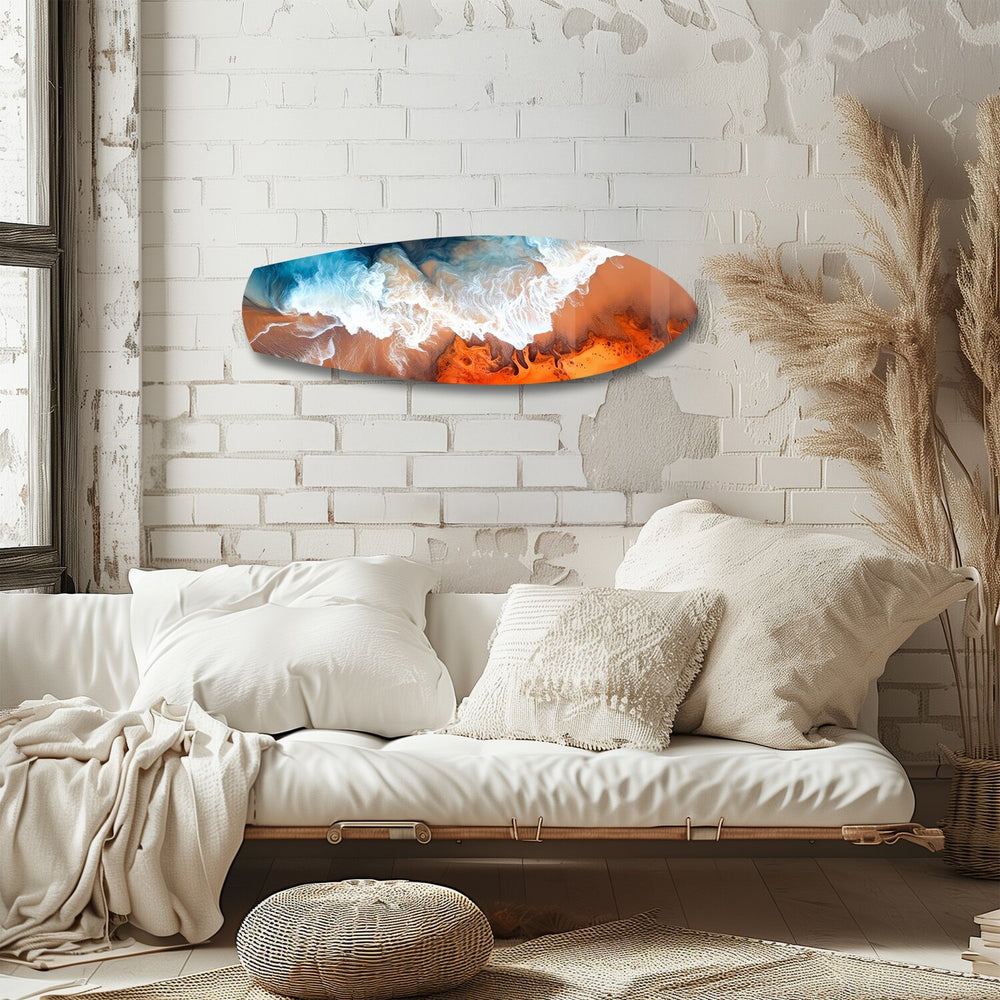 Ocean Meets Desert Coastal Glass Wall Art.