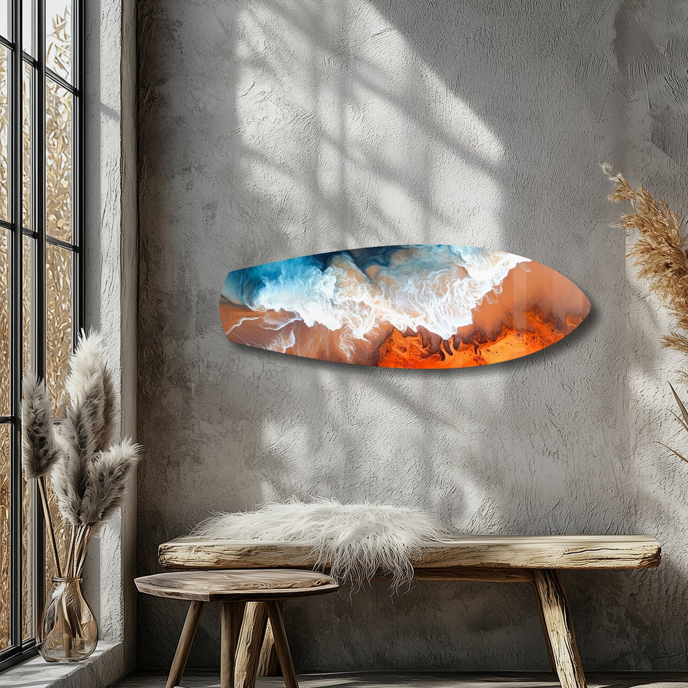 Ocean Meets Desert Coastal Glass Wall Art.