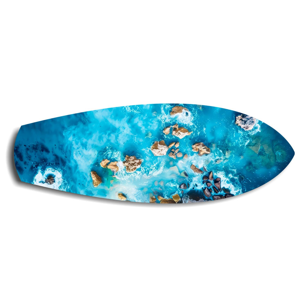Aerial Reef Turquoise Ocean Glass Wall Art.