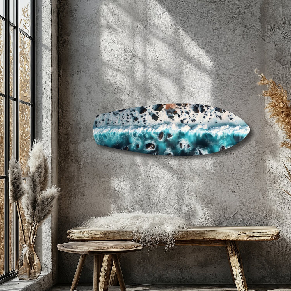 Crashing Wave Aerial Ocean Glass Wall Art.
