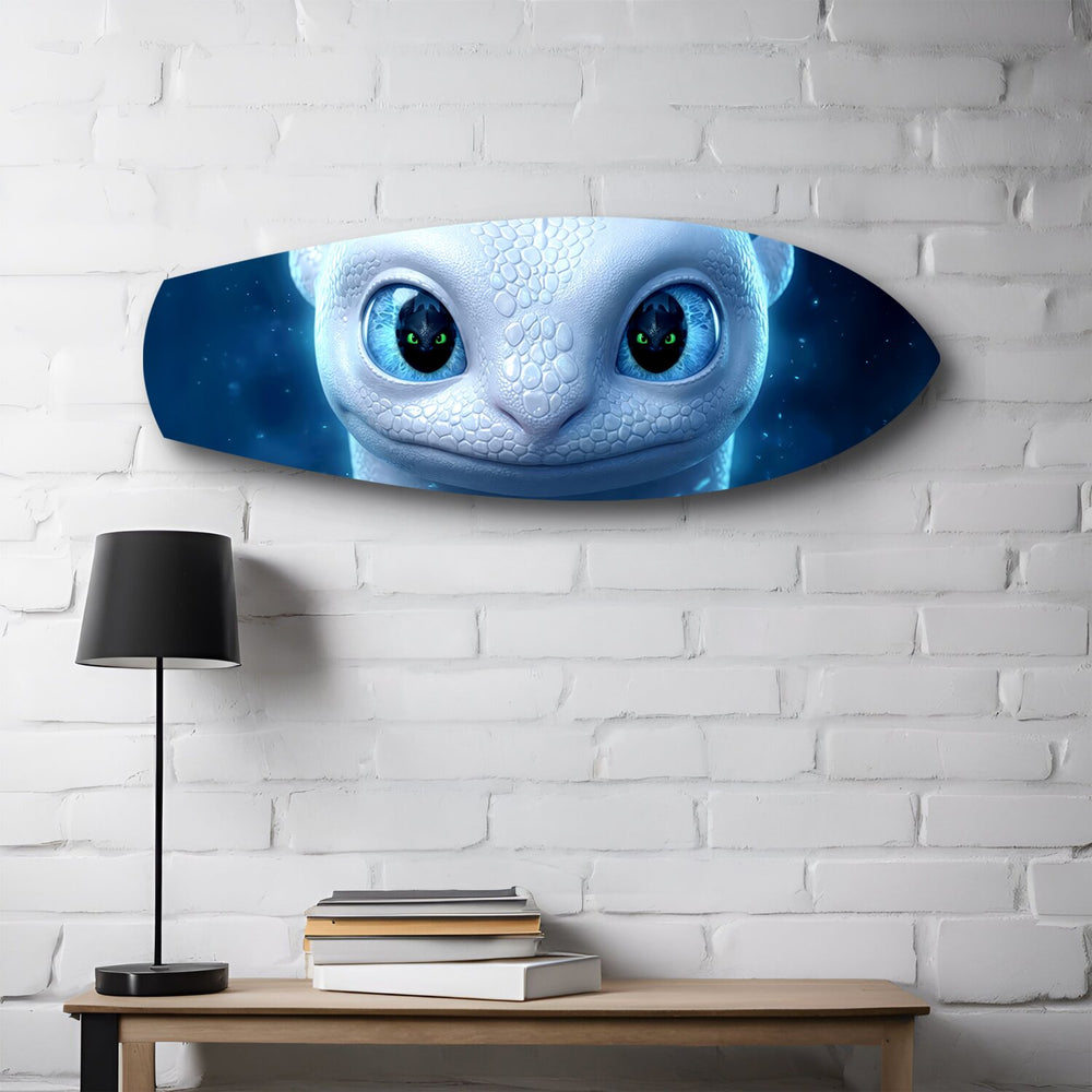 White Dragon Blue Eyes Glass Wall Art.