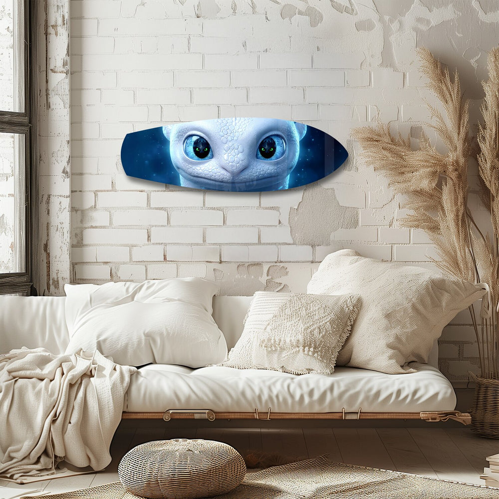 White Dragon Blue Eyes Glass Wall Art.