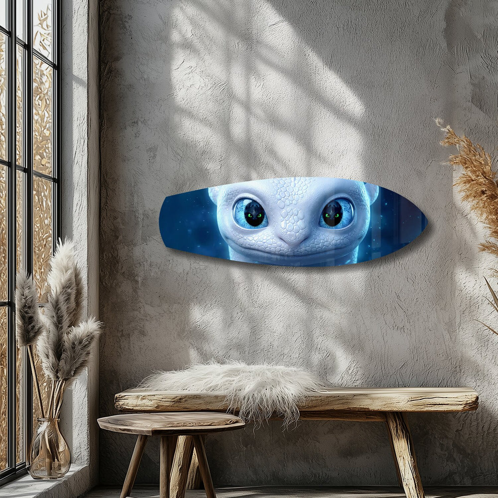 White Dragon Blue Eyes Glass Wall Art.