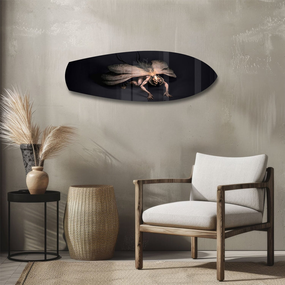 Dark Horned Creature Fantasy Glass Wall Art.
