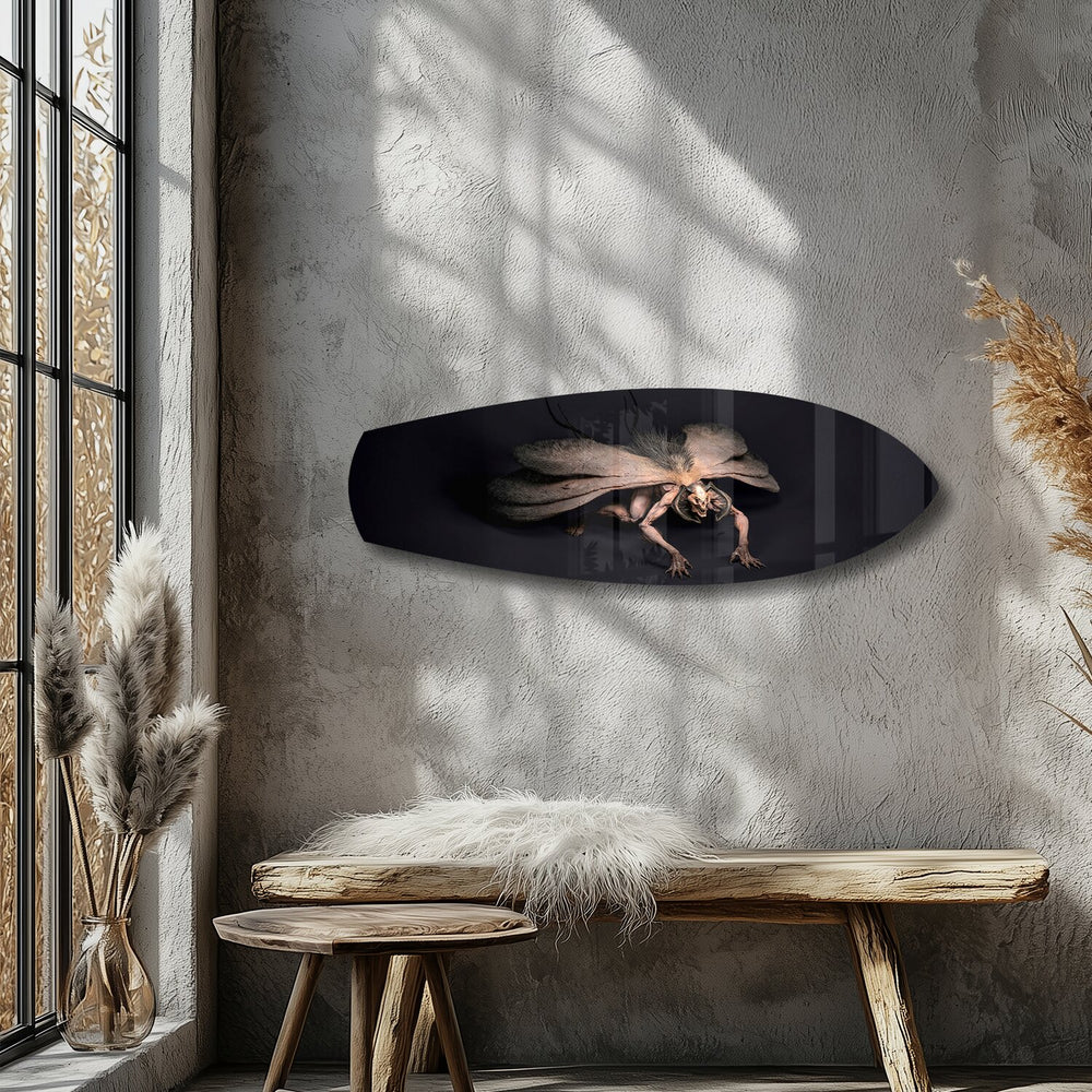 Dark Horned Creature Fantasy Glass Wall Art.