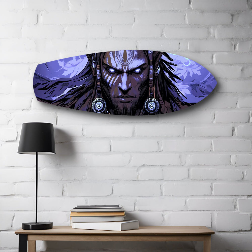 Tribal Chief Warrior Comic Glass Wall Art.