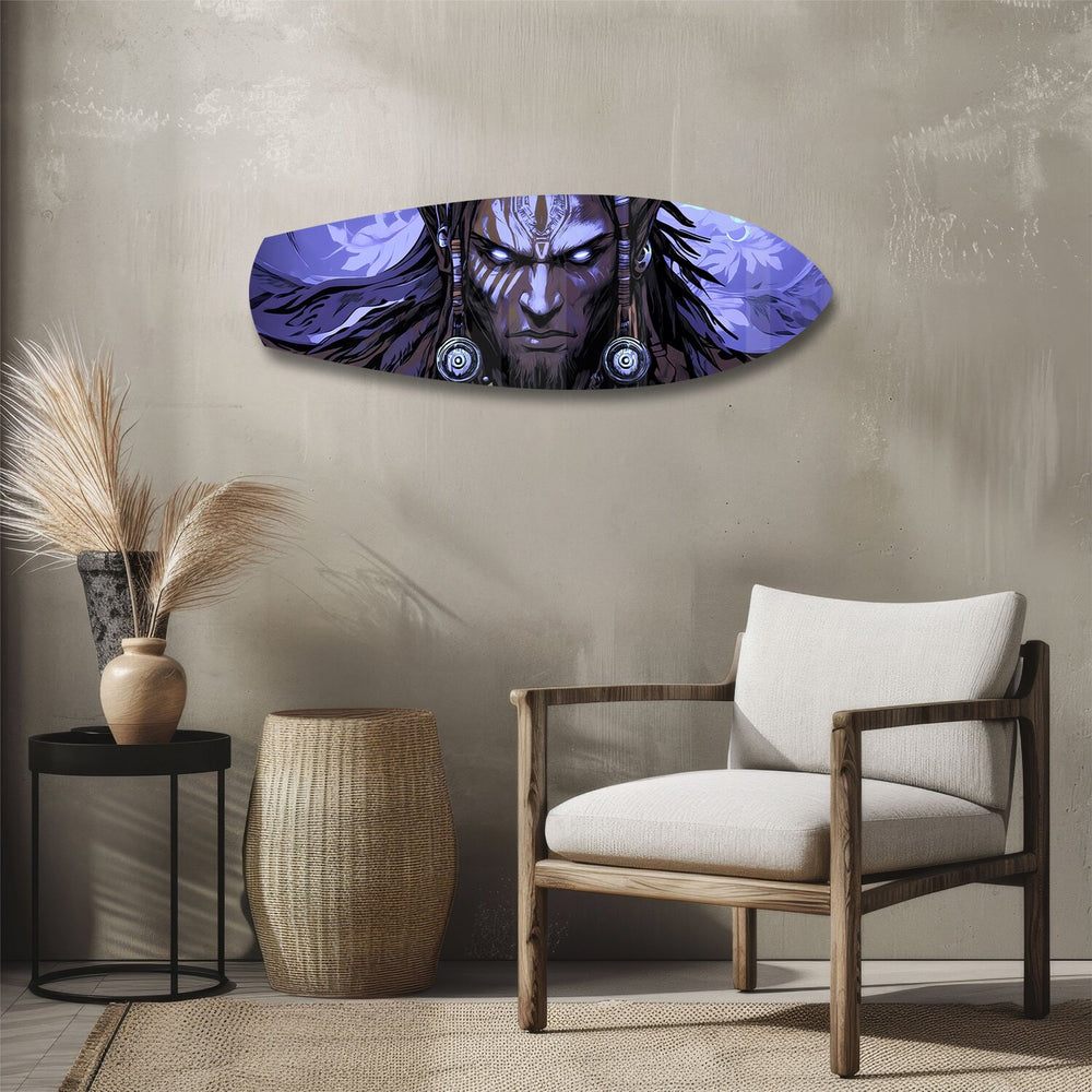 Tribal Chief Warrior Comic Glass Wall Art.