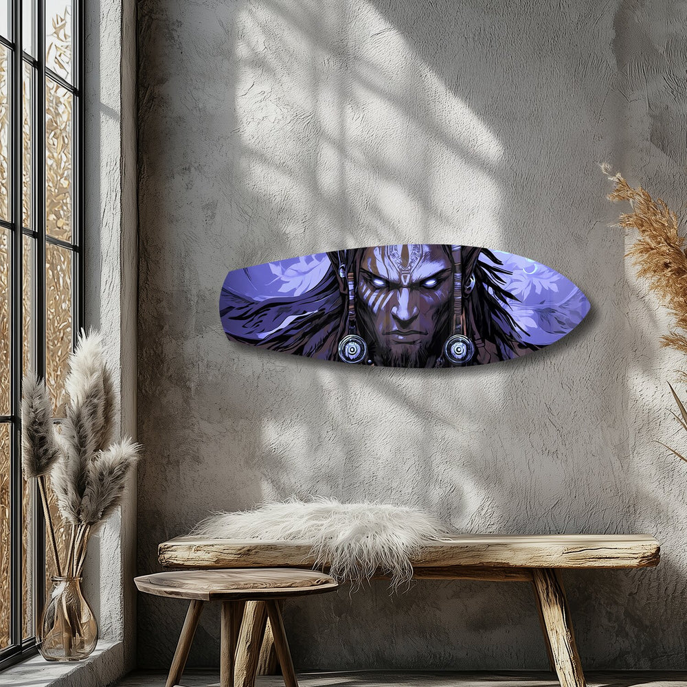Tribal Chief Warrior Comic Glass Wall Art.