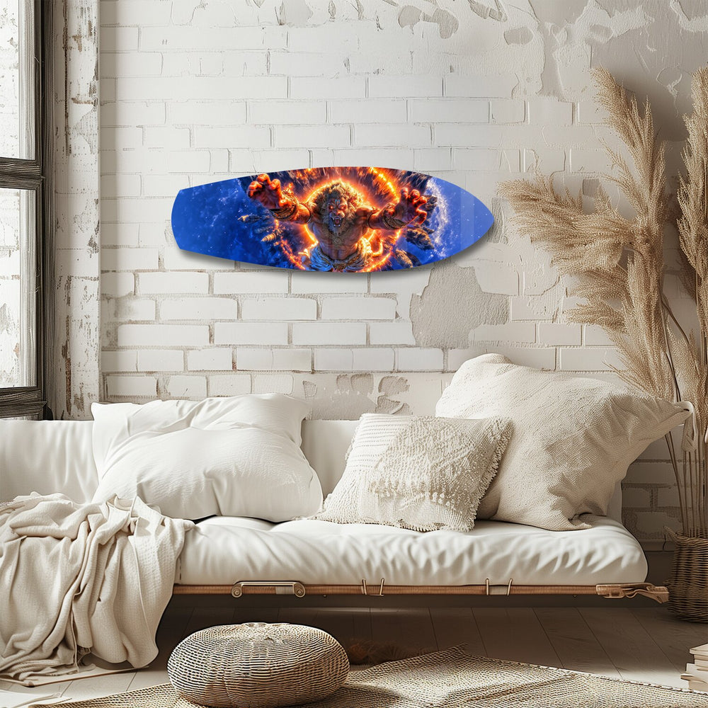 Lion God Mythology Fire Portal Glass Wall Art.