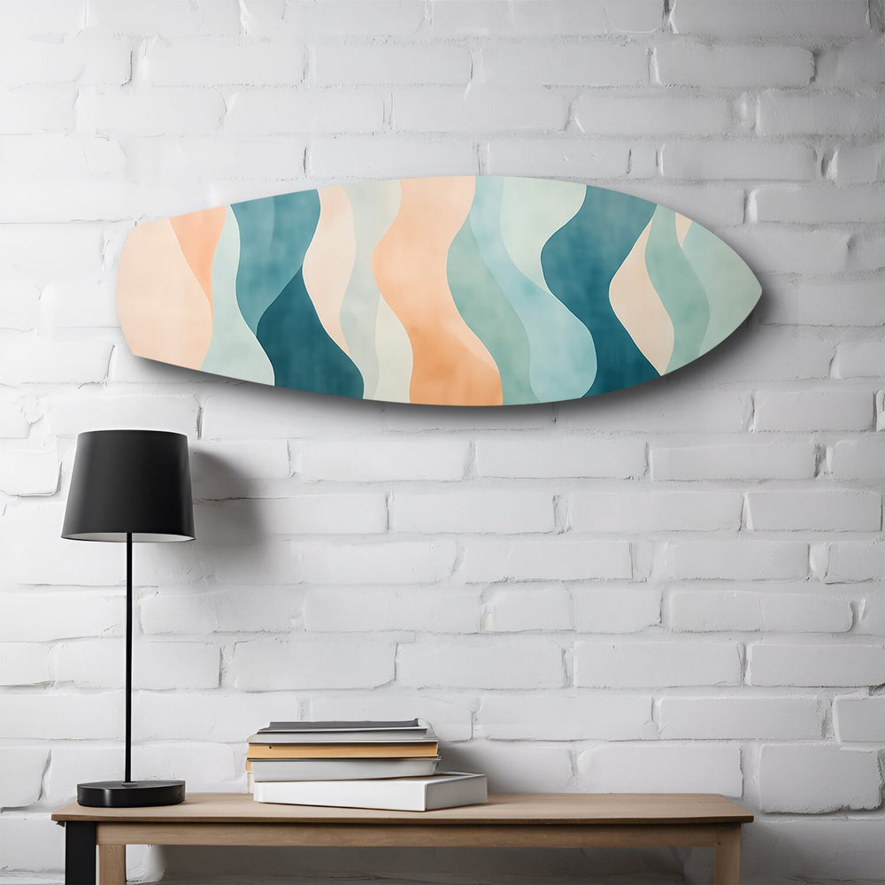 Pastel Boho Waves Abstract Glass Wall Art.