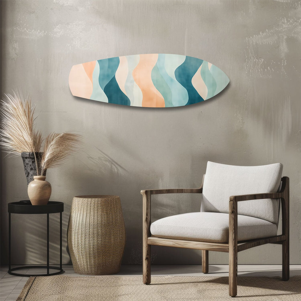 Pastel Boho Waves Abstract Glass Wall Art.