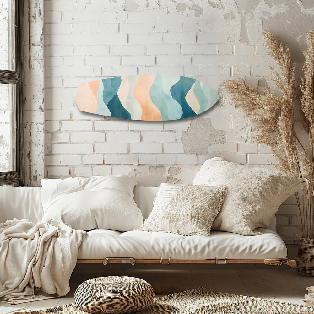 Pastel Boho Waves Abstract Glass Wall Art.