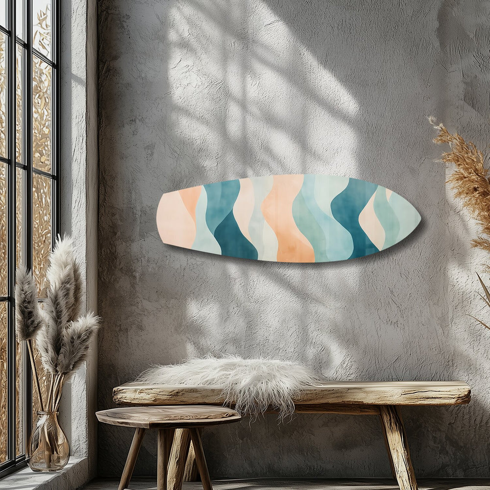 Pastel Boho Waves Abstract Glass Wall Art.