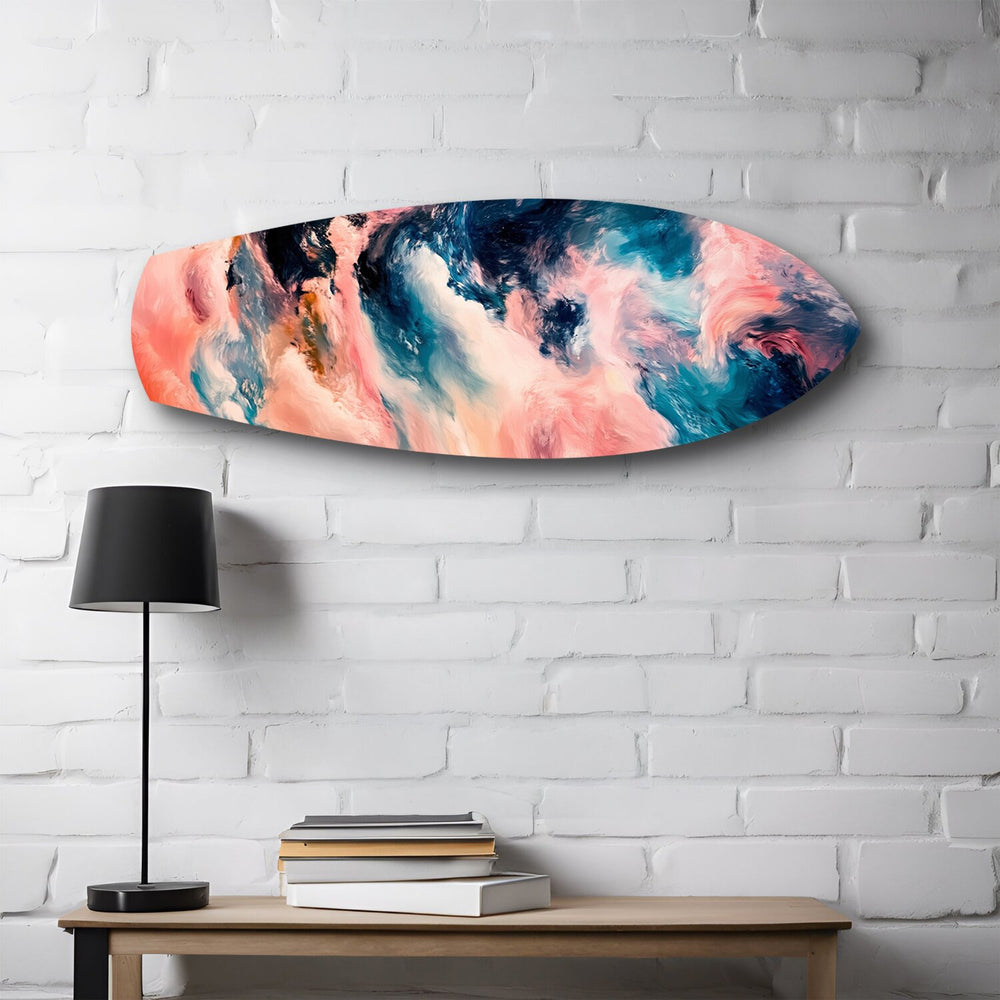Pink and Blue Marble Swirl Glass Wall Art.