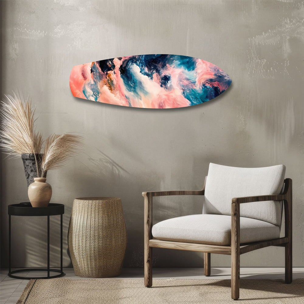 Pink and Blue Marble Swirl Glass Wall Art.